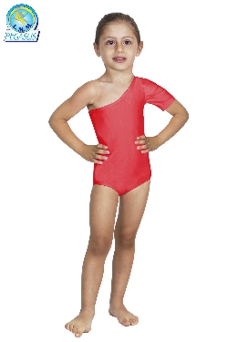 BODY DANZA LYCRA MONOSPALLA MEZZA MANICA ROSSO BABY